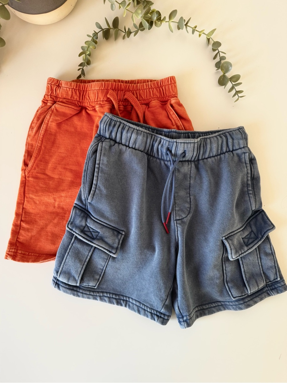 Boys Shorts Bundle Size 6-7 | Orange Sweat Shorts & Old Navy Blue Cargo Shorts